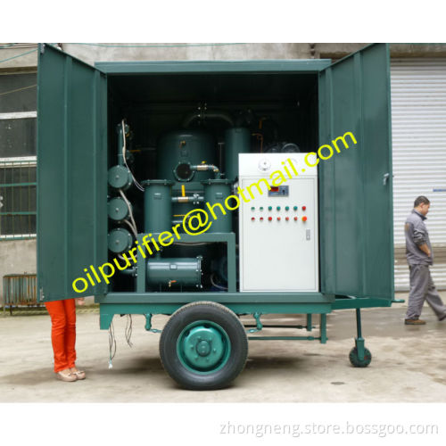 Transformer Oil Filtration Machine with weather-proof enclosure and mobile trailer